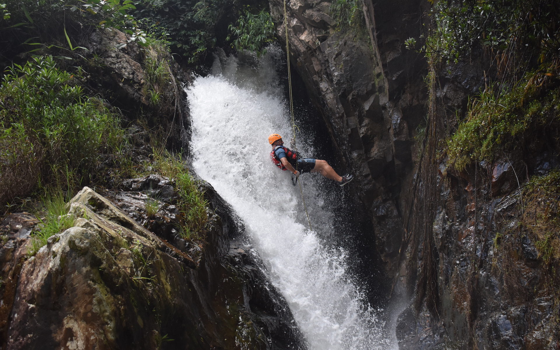 jason pic repelling waterfall